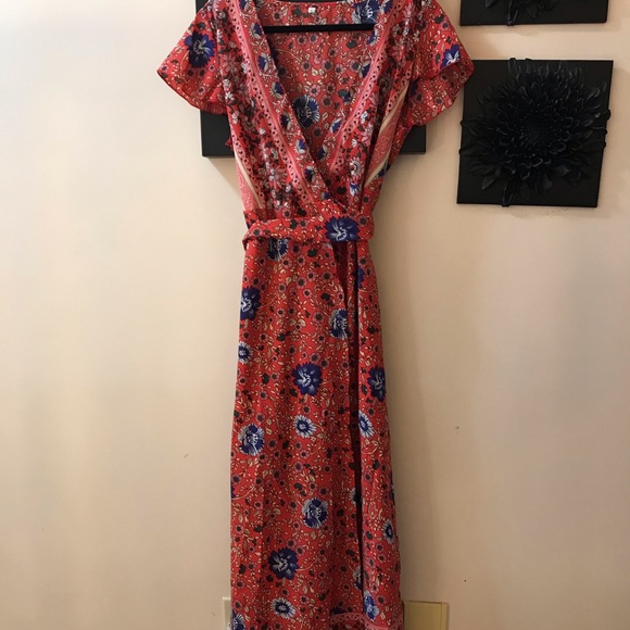 Amazon Essentials Dresses & Skirts - NWOT Maxi FLORAL wrap dress cap sleeve